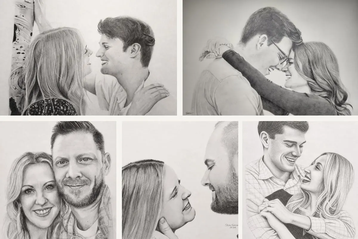 Wedding couple portrait display examples
