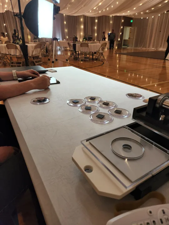 A view of the keepsake workstation at a real event.