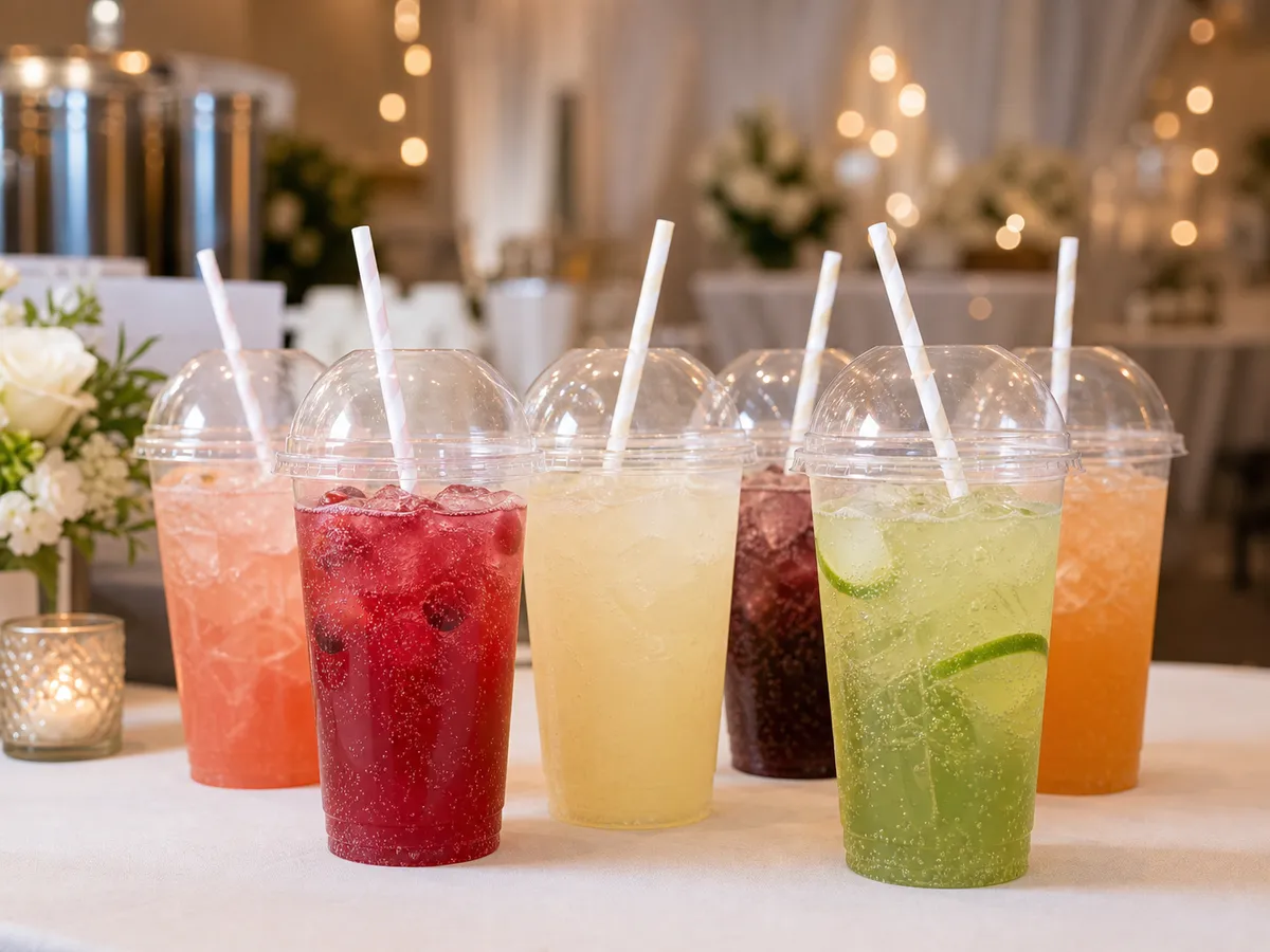 Soda drinks in clear cups